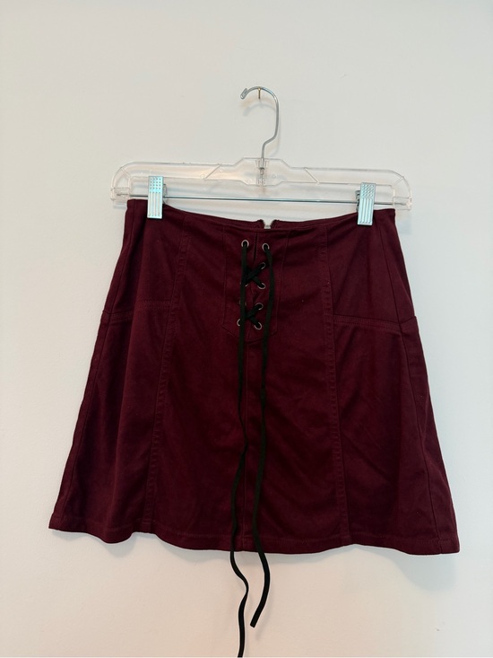 Material Girl Dresses & Skirts - Material Girl Burgundy Lace-Up Mini Skirt